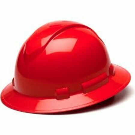 PYRAMEX Ridgeline Full Brim Hard Hat, Red, Full Brim 4-Point Ratchet Suspension HP54120